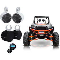 (2) Rockville 5.25" Silver Tower Speakers+Covers+Bluetooth Receiver RZR/ATV/UTV