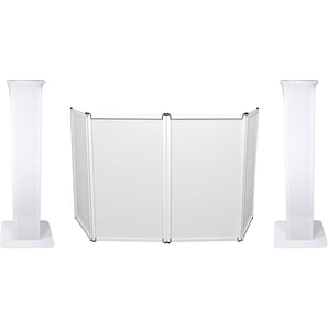 (2) Rockville RTP82W 8 ft Adjustable White Totem Moving Head Light Stands+Facade