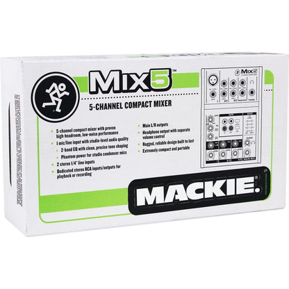 Mix5 Compact 5-Channel PA Mixer+(3) Microphones+(3) XLR Cables