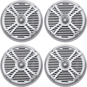 (4) Rockville RMSTS80S 8" 2000 Watt Waterproof Marine Boat Speakers 2-Way Silver