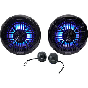 Pair Memphis Audio MXA602SLB 80w 6.5" LED Marine Speakers+Bluetooth Speakers