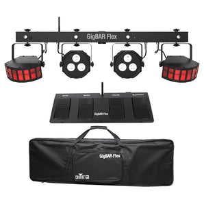 Chauvet DJ GigBAR Flex (2) Derby+(2) Par Can Lights+Footswitch+Fogger+Gal. Fluid