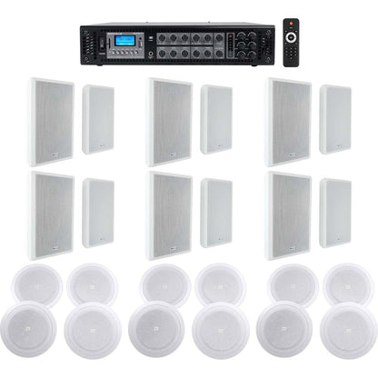 6-Zone Amplifier + (12) White Wall + (2) JBL 8128 8" Ceiling Speakers