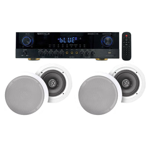 Rockville SINGMIX 5 Bluetooth Home Amplifier Receiver+(4) 6.5" Ceiling Speakers