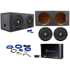 2) Kicker 43C124 12" Subwoofers+Sealed Sub Box Enclosure+Mono Amplifier+Amp Kit