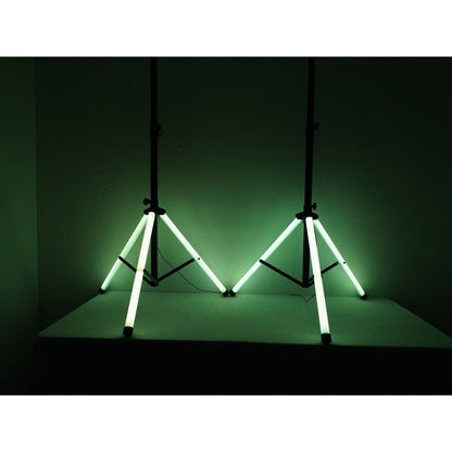 (2) PARTY STAND LED Speaker Stands with Lighting Crossbars & Scrims