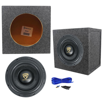 Rockville W10K9D2 10" 3200 Watt Car Audio Subwoofer + Sealed Sub Box Enclosure
