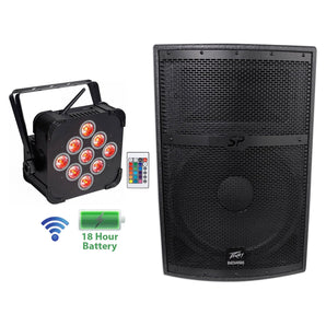 Peavey SP 2 SP2 15" 2000 Watt DJ PA Speaker+Wireless Par Can Wash Light