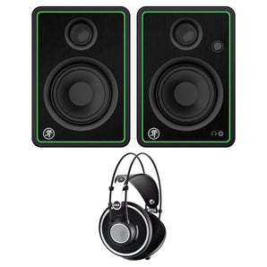 AKG K702 K 702 Reference Over-Ear Studio/Audiophile Headphones+2 Mackie Monitors