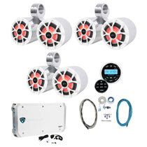 (3) Dual 6.5" Marine Wakeboard LED Speakers+Receiver+Amplifier+Amp Kit