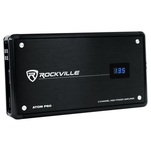 Rockville ATOM P60 4800 Watt Peak/1200w RMS 2 Channel Car/ATV Amplifier w Meter
