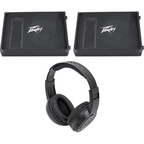 2) Peavey PV15M PV Series 15" 2000w 8-Ohm 2-Way Floor Monitors+Headphones