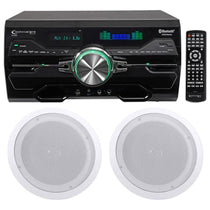 4000W Bluetooth DVD Receiver with (1) Pair 8" White In-Ceiling Speakers