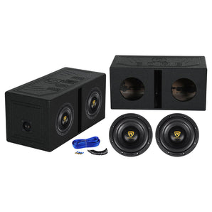 (2) Rockville W8K9D2 8" 2000 Watt Car Audio Subwoofers+Vented Sub Box Enclosure