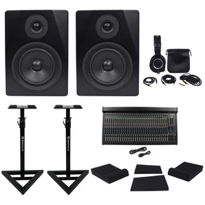 Mackie 3204VLZ4 + (2) Rockville ASM5 5.25" Monitors+ATH-M50X Headphones+Stands