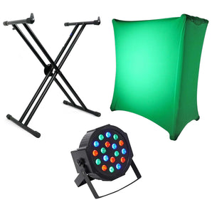 Rockville X Braced Keyboard Stand+White Scrim Cloth+DMX Par Can Wash Light