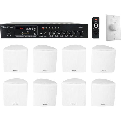 RCS80-1 + Cube 70V White 8-Pack + VOL70100 White