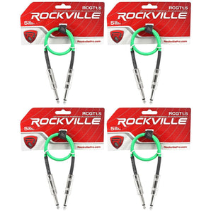 4 Rockville RCGT1.5G 1.5'  1/4" TS to 1/4'' TS Guitar/Instrument Cable