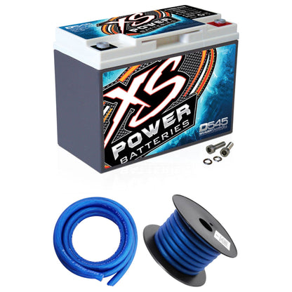 XS Power D545 800 Amp Car Audio Battery + Terminal Hardware + Power/Ground Wires
