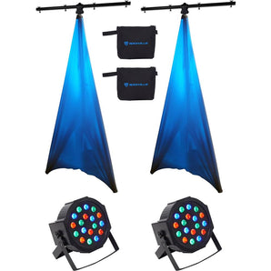 (2) Rockville Lighting Tree Stands+(2) White Scrims+(2) Par Can RGB Wash Lights