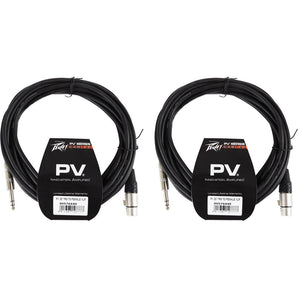 (2) New Peavey PV 20' 1/4" TRS to Female XLR Cables - 100 % Copper/Top Quality