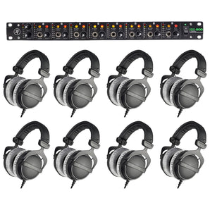 (8) Beyerdynamic DT-770-PRO-250 Studio Tracking Headphones Bundle with Mackie Headphone Amp