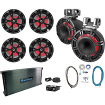 KICKER KMTC11 HLCD 11" Wakeboard Tower Speakers+4) 8" LED Speakers+6-Channel Amp