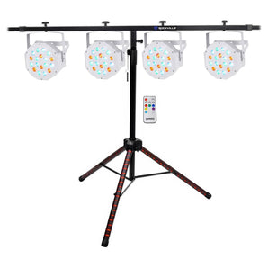 American DJ Tripod Lighting Light Bar Stand wLED's+Remote+4) Par Can Wash Lights