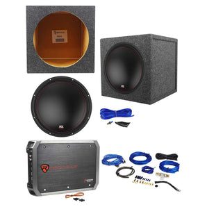 MTX 3512-04 12" 500w Subwoofer+Sealed Sub Box Enclosure+Amplifier+Amp Wire Kit