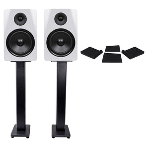 (2) Rockville DPM8W Dual Powered 8" 600 Watt Active Studio Monitors+Stands+Pads