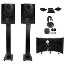 (2) APM6B 6.5" 350W Studio Monitors + Stands + Pads + Headphones + Mic + Shield
