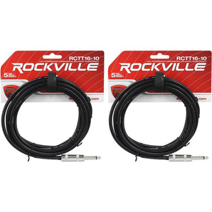 2 Rockville RCTT1610 10' 16 AWG 1/4" TS to 1/4" TS Pro Speaker Cable 100% Copper