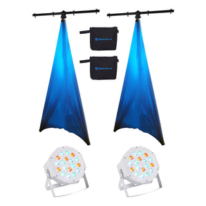 (2) Rockville Lighting Tree Stands+(2) White Scrims+(2) Par Can RGB Wash Lights