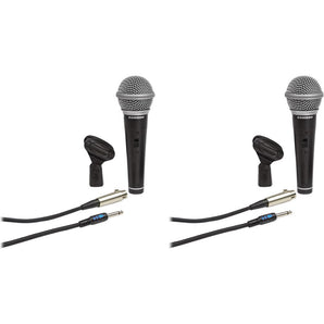 (2) Samson R21S Dynamic Handheld Microphones+Mic Clips+Cables+3.5mm adapters
