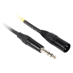 4 Rockville RCXMB6-Y Yellow 6' Male REAN XLR to 1/4'' TRS Balanced Cables