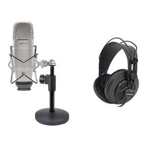 Samson C01U Pro Recording Podcast Microphone+Shock Mount+Mic Stand+Headphones