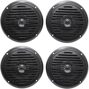 (4) Rockville MS525B 5.25" 200 Watt Waterproof Marine Boat Speakers 2-Way Black