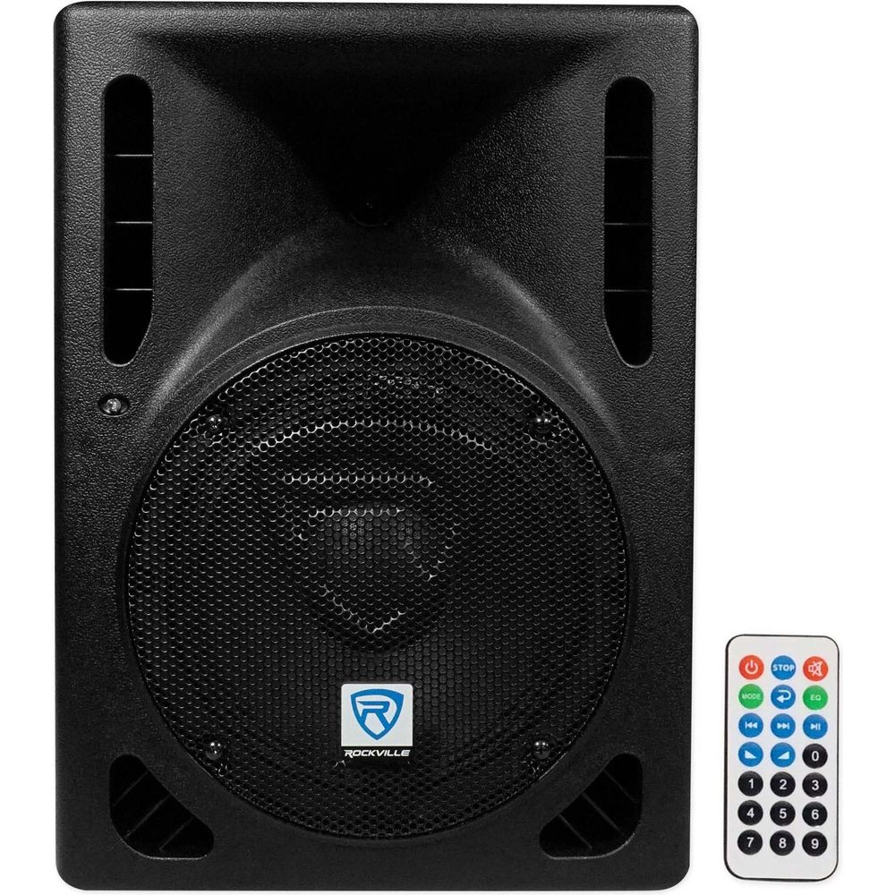 (2) RPG8BT 8" 800W Powered Bluetooth/USB DJ Speakers + Stands + Cables