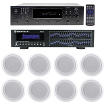 6-Zone Receiver with (4) Pairs of White 8" In-Ceiling Speakers, Home Package