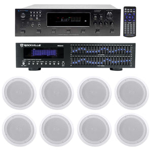 Technical Pro 6000w (6) Zone, Home Theater Bluetooth Receiver+(8) 8" Speakers+EQ