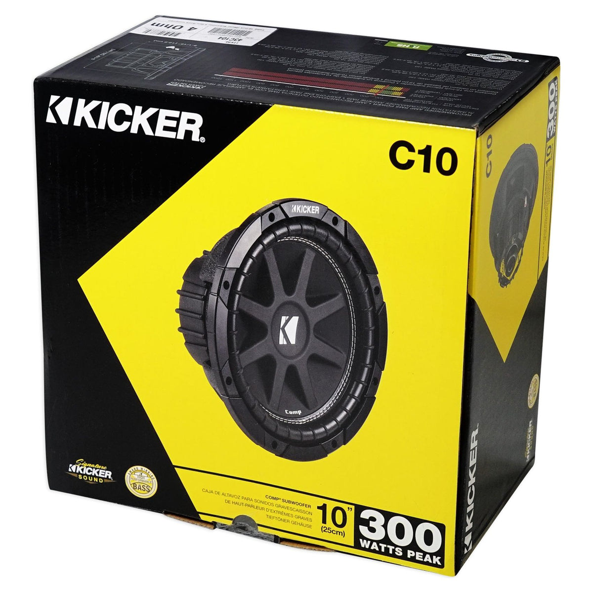 KICKER 43C104 Comp 10" 300 Watt Car Audio Subwoofer Sub+Mono Amplifier+Amp Kit