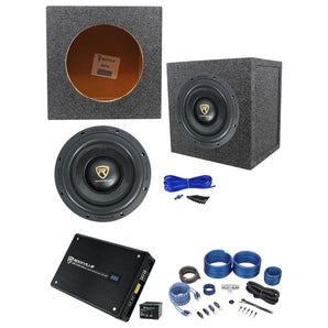 Rockville W10K9D2 10" 3200w Car Subwoofer+Sealed Sub Box+Mono Amplifier+Amp Kit