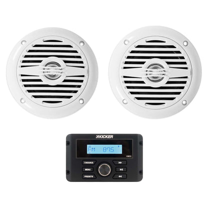 KMC3 Gauge Hole Digital Media Receiver w/Bluetooth+(2) 4" White Speakers