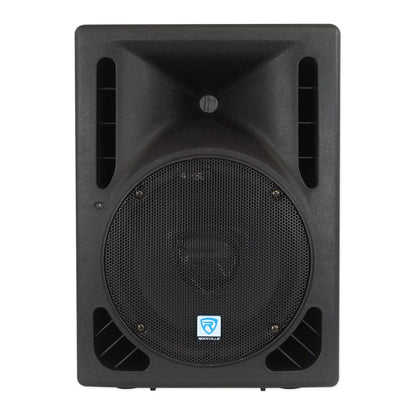 (2) RPG10BT 10" Powered 600W DJ PA Speakers + Bluetooth + LED Stands + Cables