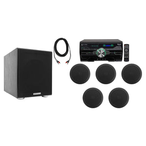 DV4000 4000w Home Theater DVD Receiver+5) 5.25" Black Ceiling Speakers+Subwoofer