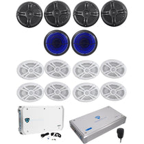 RMSTS Marine Speakers 2-Pack + MS10LB Sub 2-Pack + RXM-S6/30 Amp Bundle