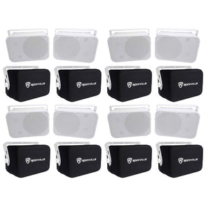8) Rockville HP65S-8 6.5" 500w Outdoor Patio Backyard Speakers+Waterproof Covers