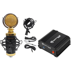 Rockville RCM02 Studio Recording Condenser Microphone+Phantom Power Supply