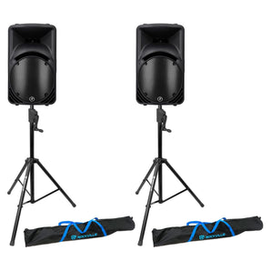 (2) Mackie C300Z 12" Passive 2-Way PA DJ Speakers+(2) Crank-Up Speaker Stands