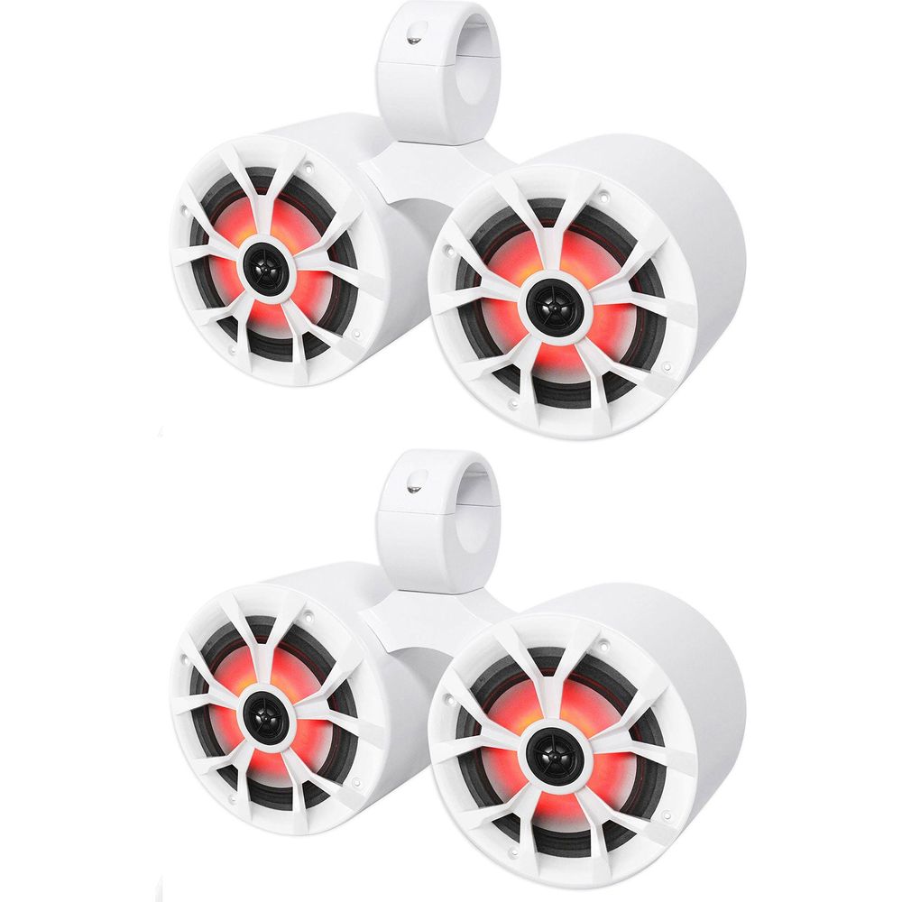 RKL65MBW 4-Pack + DMAC65W Dual 6.5" White Tower Cans Bundle